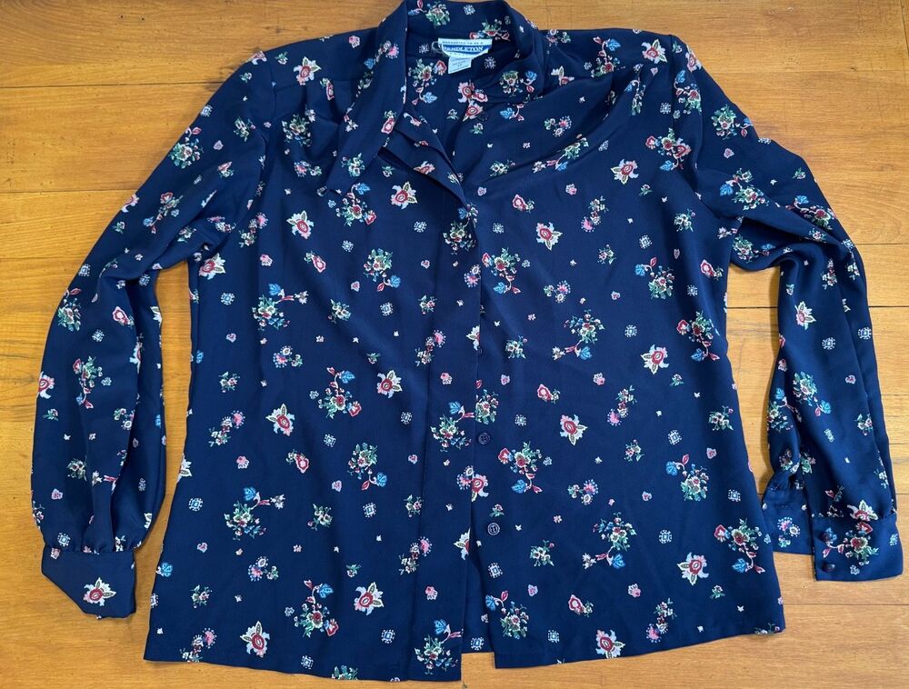 Vintage Pendleton‎ Floral Blouse Buttons Boho Classic Cottagecore 12 petite